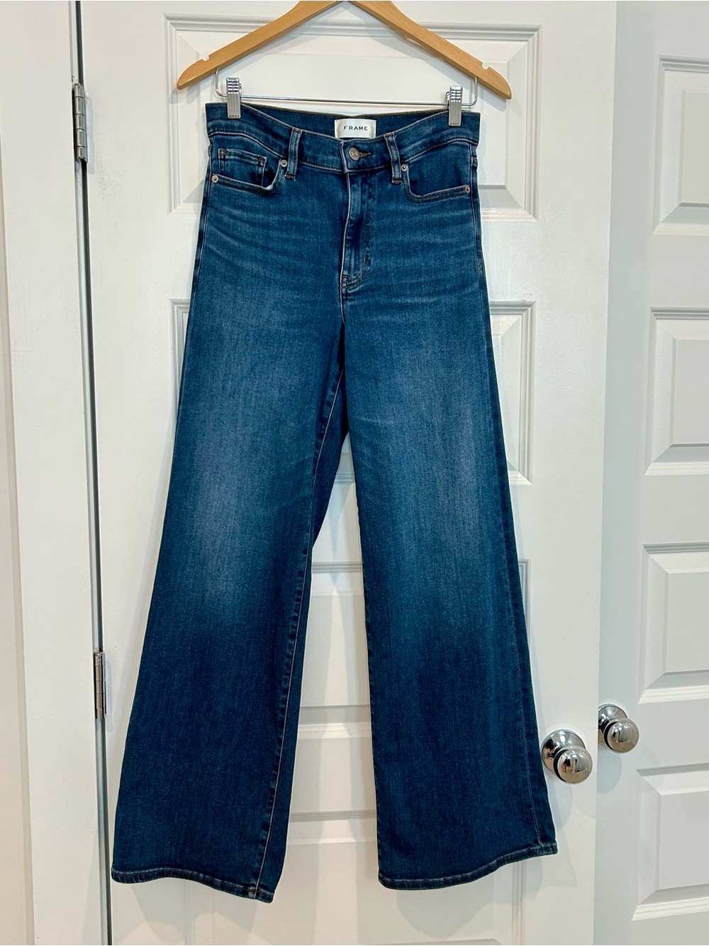 Frame Denim Wide-Leg Jeans in Deep Blue